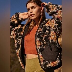 Free People Movement Elevation Jacquard Reversible Fleece Hooded Jacket Small